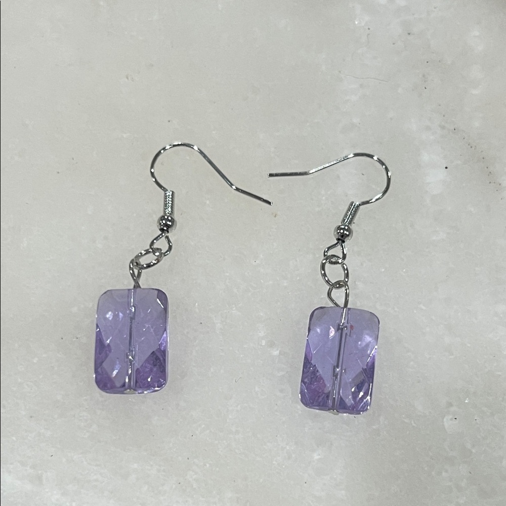 Dainty Lavender Drop Crystal Dangle Earrings